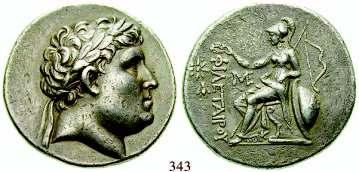 MYSIEN, KGR. PERGAMON 343 Attalos I., 241-197 v.chr. Tetradrachme. 16,80 g. Kopf des Philetairos mit Lorbeerkranz r. / Athena l.