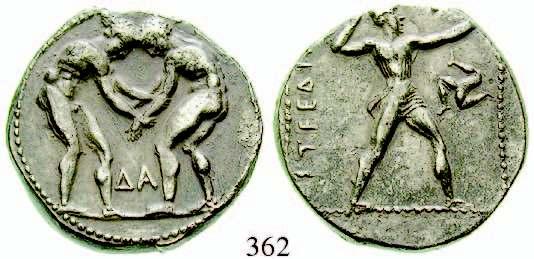 äußerst selten, schöne Tönung. vz 1.500,- 357 Didrachme 250-229 v.chr. 6,58 g. Magistrat Agesidamos.