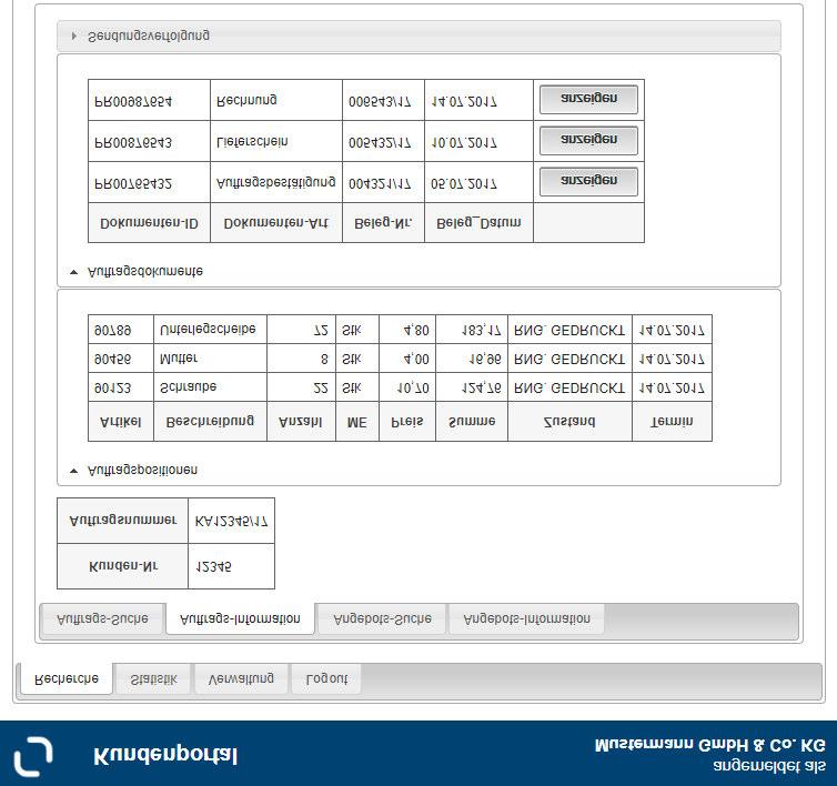 Kundenportal für Auftragsdaten und -dokumente Die Anforderung ein externes System bereitzustellen, dass es Anwendern nach dem Login ermöglicht, eine auf sie eingeschränkte Suche über eine einfache