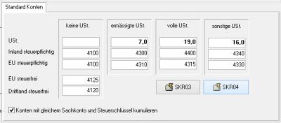 10/66 Sollen Konten mit gleichem Sachkonto und Steuerschlüssel kumuliert werden, ist hierfür die Checkbox zu aktivieren.