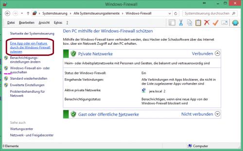 Grundlegendes zur Firewall Ausnahmen erfahren Sie unter: Grundlegendes zu Windows-Firewall-Ausnahmen Wählen Sie in