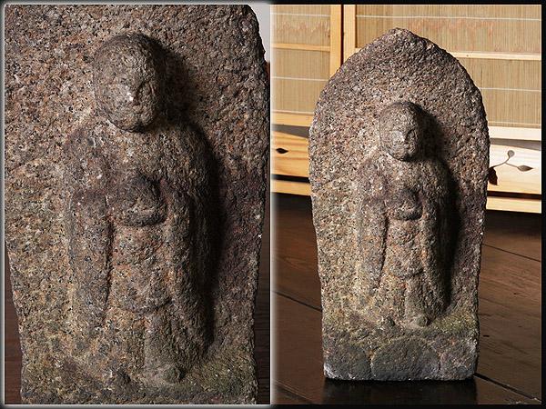 Maler: 150611 BB3 Buddha Stele (Jizō) anonym 19.Jh 43cm hoch 16kg Stein CHF 1200 Solche Steinstelen von Jizō-Gottheiten findet man in Japan oft auf dem Land.