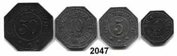 82 Notmünzen; Marken und Zeichen 2042 19324 Triumph-Werke Aktiengesellschaft 1, 2, 5, 20, 50 Pfennig o.j. Menzel 19324.1,2,3,5,6 LOT 5 Stück.