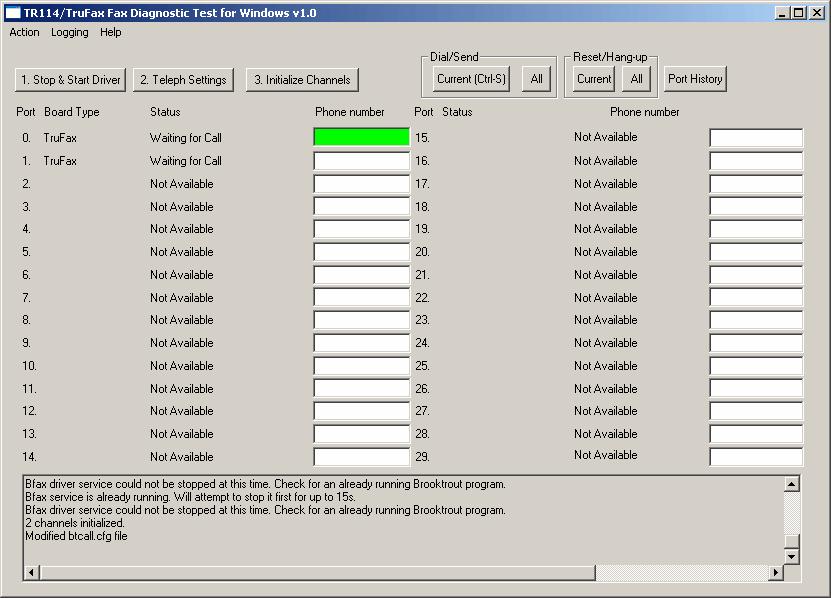 Screenshot 8: Brooktrout-Diagnose-Software 1.