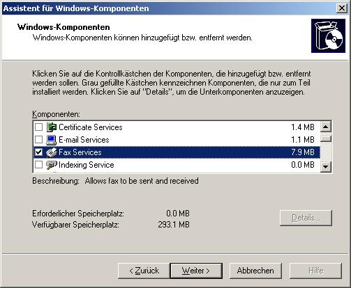 1.6 Windows -Faxtreiber Wenn Sie Faxmodem-Treiber von Windows nutzen möchten, müssen Sie vor der Konfiguration von GFI FaxMaker zunächst Microsoft Fax installieren.