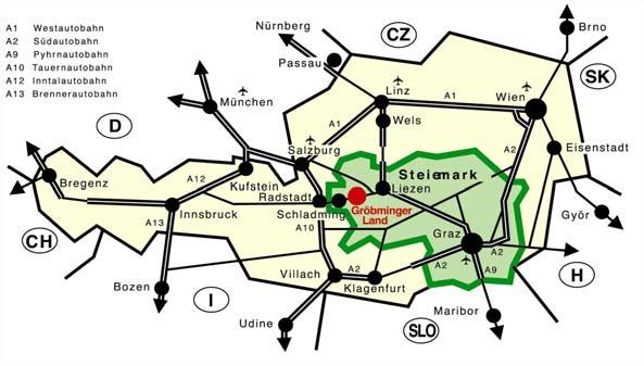 Anreise Anreise nach Mitterberg / Gröbming So kommen Sie zu uns: Von der A10 Tauernautobahn aus Salzburg/Schladming kommend: Sie fahren auf der B 320, bei der 2.