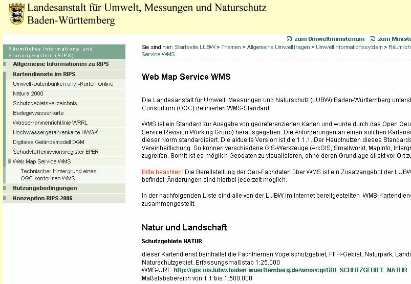 Online-Auskunft LUBW (UDO) http://www.lubw.