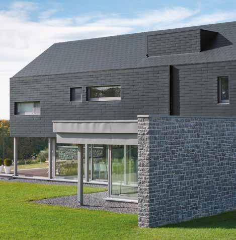 Das großzügige Formate 60 x 32 ermöglicht den Einsatz an Dach und Fassade und damit die Gebäudehülle aus