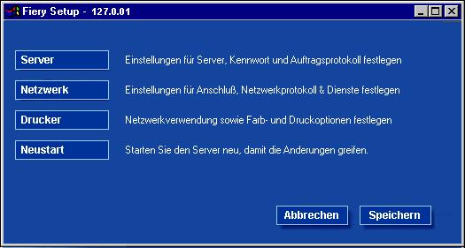 Anwendung Command WorkStation: Starten Sie die Anwendung Command WorkStation. 2. Melden Sie sich als Administrator an. 3. Fiery WebSetup: Klicken Sie auf der Homepage des EX7750 auf WebSetup.