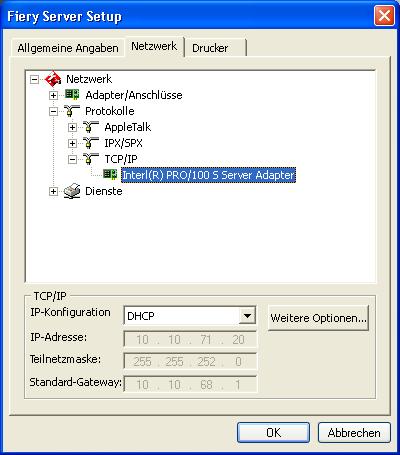 5-12 Konfiguration des EX7750 auf Windows-Computer TCP/IP Geben Sie die gewünschten TCP/IP-Einstellungen an.