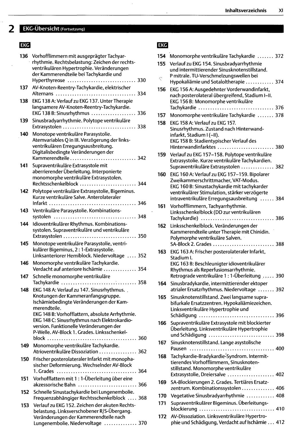Inhaltsverzeichnis XI 136 Vorhofflimmern mit ausgeprägter Tachyarrhythmie. Rechtsbelastung: Zeichen der rechtsventrikulären Hypertrophie.
