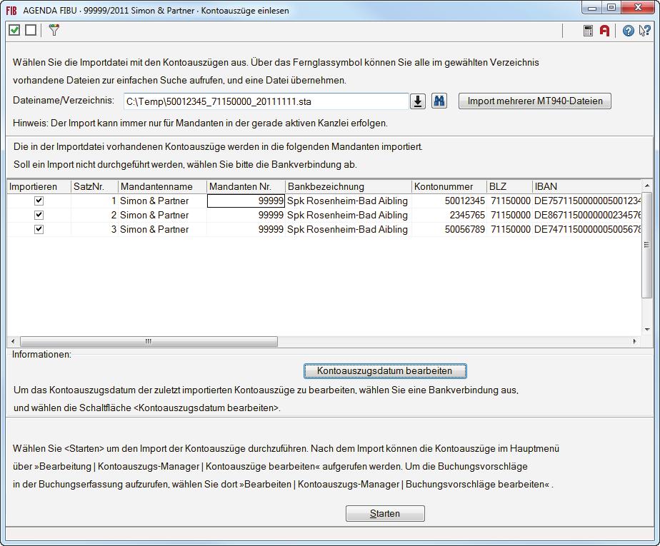 2.5 Maueller Import mehrerer MT940-Dateie i eiem Arbeitsschritt Beim mauelle Import der Kotoauszugs-Dateie köe Sie i eiem Arbeitsschritt mehrere Bak-Dateie eilese.