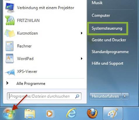 1. Einrichtung unter Windows 7 Schritt 1: Bitte öffne die