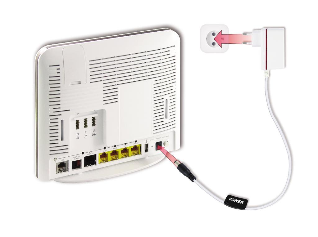 Die DSL-EasyBox in Betrieb nehmen A 2.4 Mit dem Stromnetz verbinden Die Stromversorgung der DSL-EasyBox erfolgt über das mitgelieferte 15
