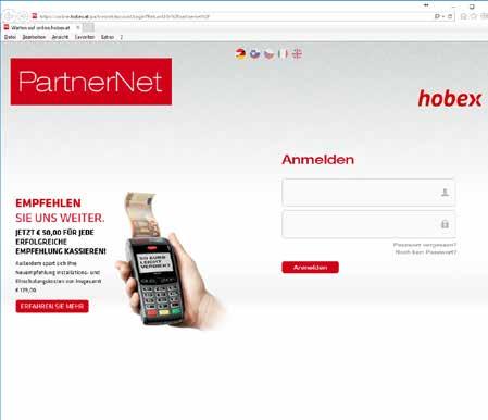 SONSTIGES 4.3. PartnerNet Im PartnerNet haben hobex-partner die Möglichkeit, ihre individuellen Umsätze, Überweisungen und offenen Posten abzufragen.