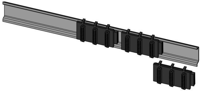 5 Montage und Anschluss 5.4.3 Verwendung von Tragschienenverbinder Zur Vereinfachung der Verkabelung stehen so genannte Tragschienenverbinder zur Verfügung.