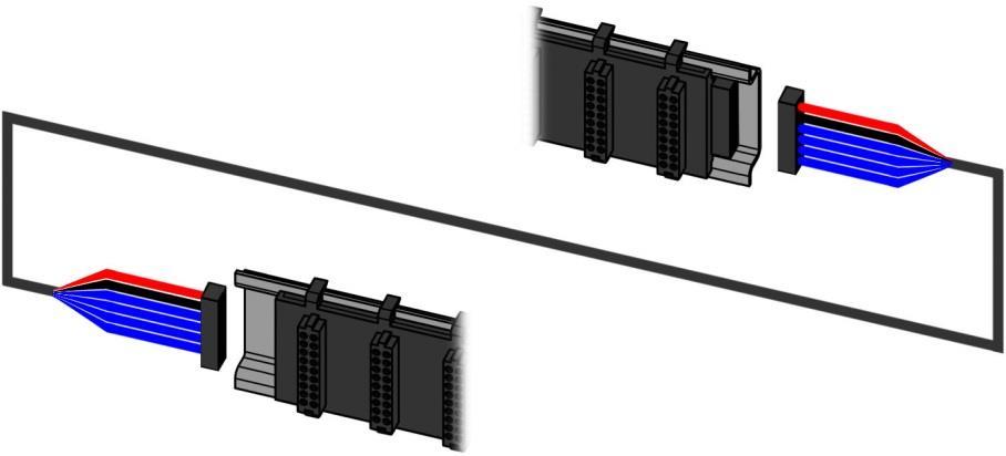 Montage und Anschluss 5 5.4.4 Übereinanderliegende Tragschienenverbinder verbinden Bei mehreren Reiheneinbaugeräten kann es erforderlich sein mehrere Tragschienen- Reihen unter- bzw.