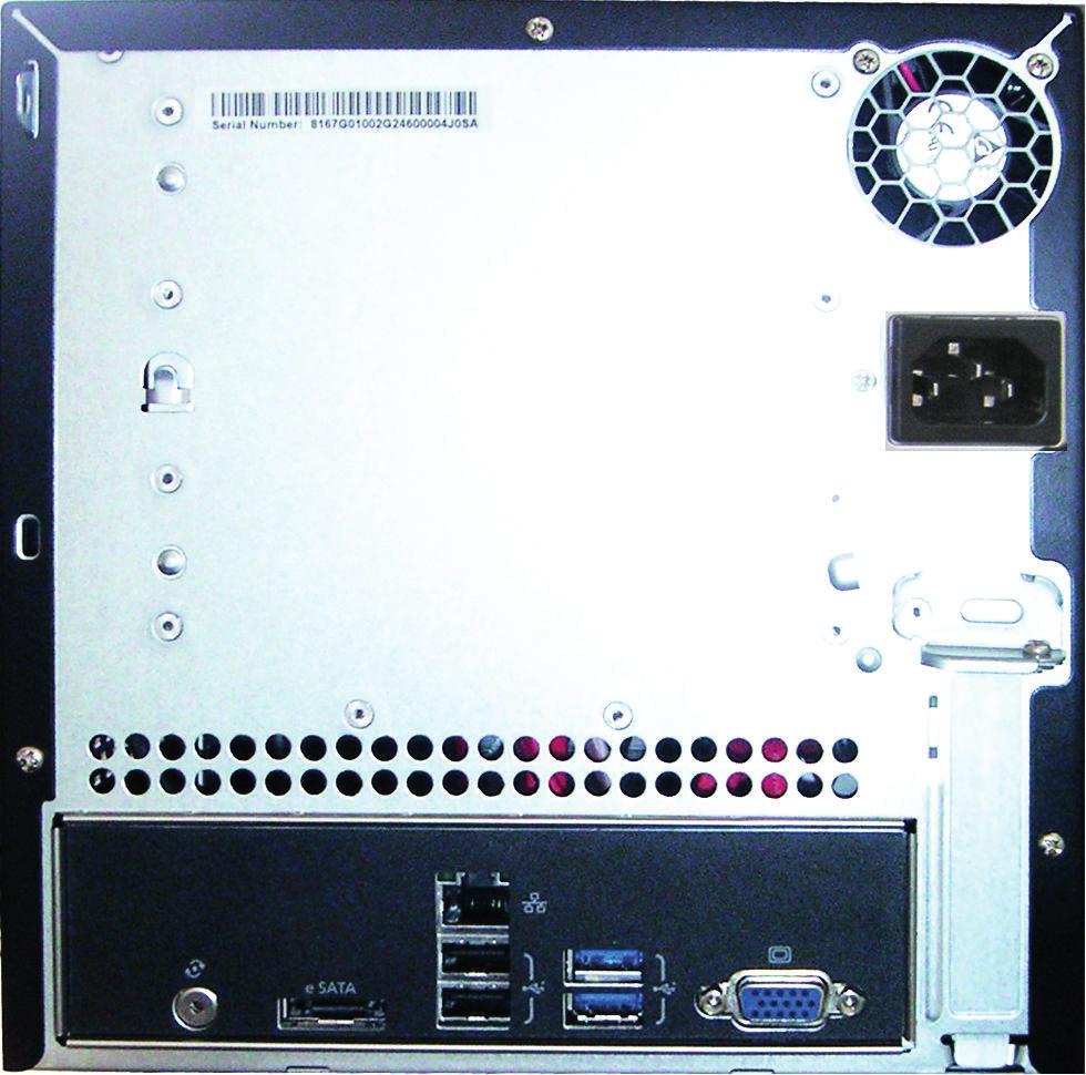 10 de Systemüberblick DIVAR IP 2000 Rückansicht: 1 2 3 4 5 6 1 1 esata-anschluss für den Datenexport Hinweis: Schließen Sie keine Festplatten zum Aufzeichnen an. 4 2 USB-3.
