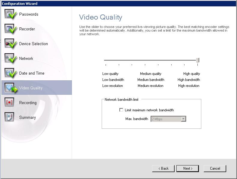 DIVAR IP 2000 Systemkonfiguration Erste Schritte de 21 Seite Videoqualität Auf dieser Seite können Sie die Bildqualität für die Liveanzeige und