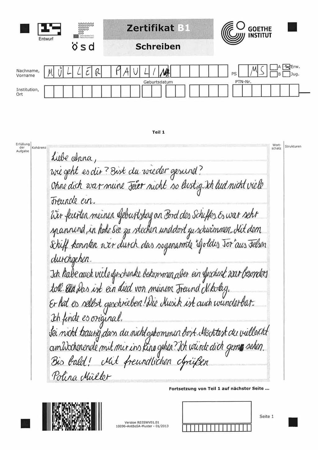 C1 Textproduktion Beispiele : Deutsch Daf Instituto ...