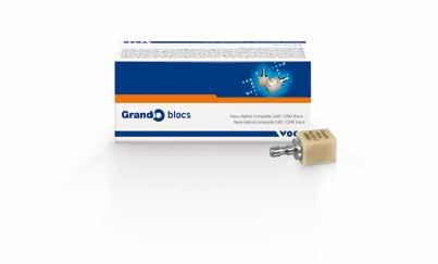 GRANDIO BLOCS Grandio blocs NANO-HYBRID COMPOSITE CAD / CAM BLOCK Indikationen Kronen, Inlays, Onlays, Veneers Implantatgetragene Kronen Vorteile Höchster Füllstoffgehalt (86 Gew.