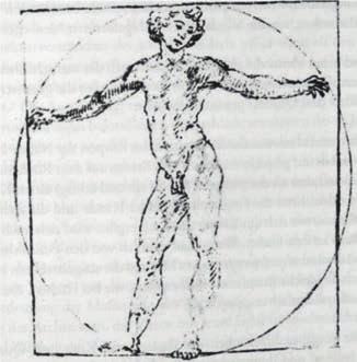Fehrmann Heterotopien Abb. 2 Francesco di Giorgio Martini, Vitruvmann, 1480, Florenz, Bibl. Laur.