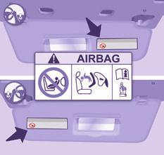 Kinder an Bord 136 Deaktivierung des Beifahrer- Front-Airbags Montieren Sie niemals ein Rückhaltesystem für Kinder "entgegen der Fahrtrichtung" auf einen Sitz dessen Front-Airbag aktiviert ist.