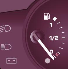 Bedienungseinheit 40 Kraftstofftankanzeige Der Kraftstoffstand wird jedes Mal geprüft, wenn der Zündschlüssel auf "Zündung ein" gedreht wird.