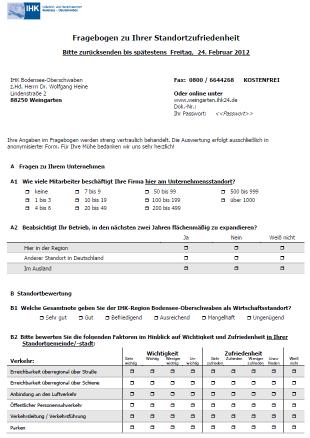 1. Datenbasis Unternehmensbefragung zur Standortzufriedenheit Vollerhebung der IHK Bodensee-Oberschwaben, IHK