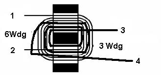 Das Windungsverhältnis beträgt bei der Hobo Treiberauskopplung 6:3 Windungen, das entspricht einer Abwärtstransformation der Impedanz von 4:1.