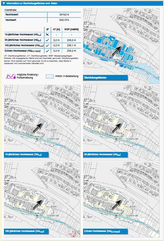 Grafik: Überflutungsflächen in Kämpfelbach Quelle: LUBW - Landesanstalt für Umwelt, Messungen und Naturschutz Baden Württemberg, Abgerufen unter: