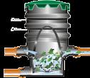 202 569 Erdtank-Ausbaupaket bestehend aus: 1 SUPRA-Filter mit Edelstahl-Filtereinsatz; über 95 % Wasserausbeute und nur 8 cm Höhenversatz (Ausbaupaket CRISTALL 1 cm), Maschenweite
