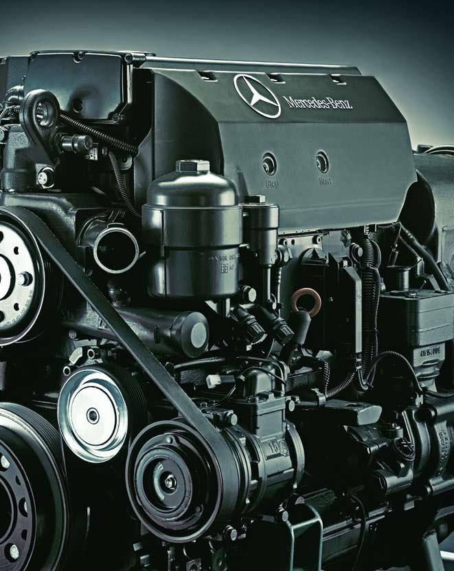 Wirtschaftlichkeit und Umwelt. Das Herz des Unimog seine modernen Euro 5- Motoren. In ihnen verbindet sich effiziente Kraftentfaltung mit niedrigem Verbrauch und vorbildlicher Umweltfreundlichkeit.