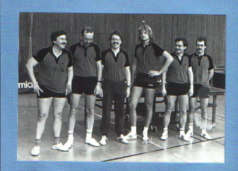 Die Herrenberger Verlegenheitstruppe am 15. Februar 1987 im Punktspiel gegen Ligakonkurrent Gärtringen von links: Bernd Schäfer, Horst Grünewald, Eberhard Kern, Jürgen Amann und Gerhard Weiler.