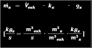 as: where: V exh volumetric flow of exhaust gas kx volumetric