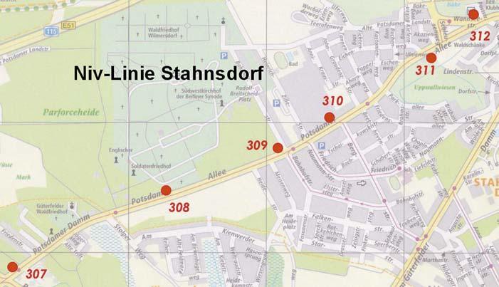Auf einer Testschleife in der Gemeinde Schönefeld wurden alle drei Verfahren untersucht. Der Ortsteil Vorwerk liegt ca.