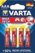 LEISTUNGSSTARKE ENERGIE Die VARTA Max Tech wurde für Geräte mit unregelmäßigem und sehr hohem Energiebedarf entwickelt wie z. B. Blitzlichtgeräte, Digitalkameras und Spielekonsolen.