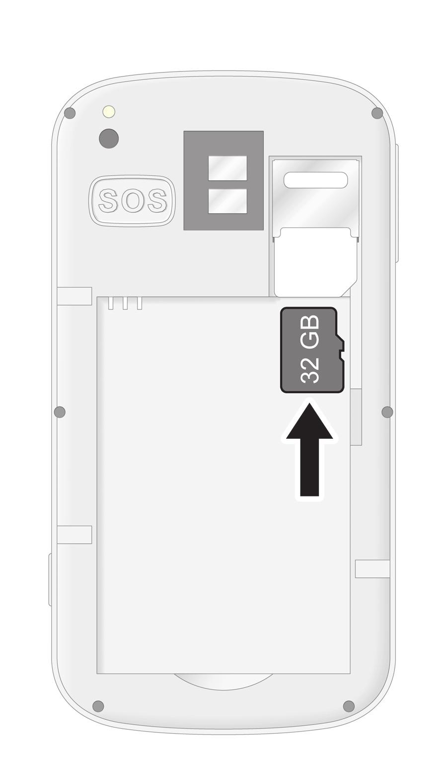 So nehmen Sie Ihr Mobiltelefon in Betrieb MICROSD-SPEICHERKARTE EINLEGEN microsd-speicherkarte einlegen TOUCH II Optional können Sie eine microsd-speicherkarte (nicht im Lieferumfang enthalten) in