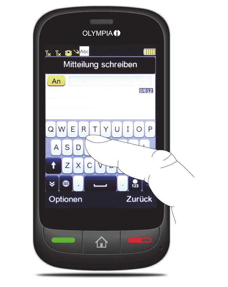 TOUCH II Texteingabe So bedienen Sie Ihr Mobiltelefon TEXTEINGABE Tastatur ein-/ausblenden Tippen Sie in ein editierbares Eingabefeld (zum Beispiel SMS schreiben ). Die Tastatur wird eingeblendet.