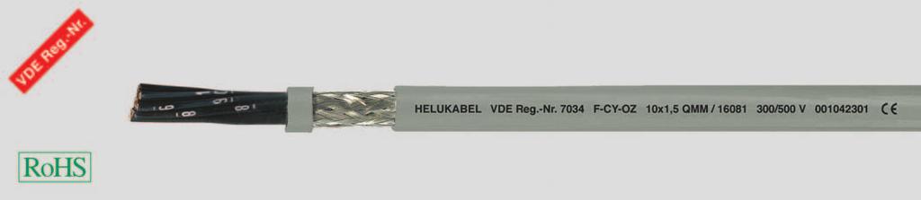 Flexible Steuerleitungen / PVC-Steuerleitungen F-CY-OZ (LiY-CY) EMV-Vorzugstype, flexibel, Cu-geschirmt, metermarkiert Spezial-PVC-Datenleitung in Anlehnung an DIN VDE 0285-525-2-51/ DIN EN