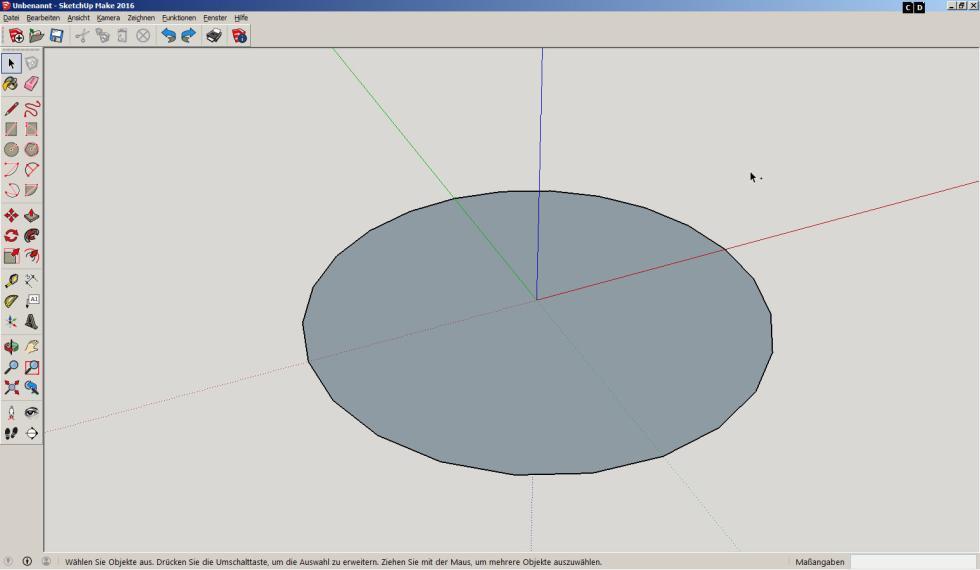 6. Zeichnen einer Kreisfläche mit dem Radius von 0 mm () Das Werkzeug Kreis auswählen und mit