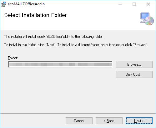 2. Windows 13 6. Wählen Sie das Installationsverzeichnis für das Office-Addin und klicken Sie anschließend auf "Weiter".