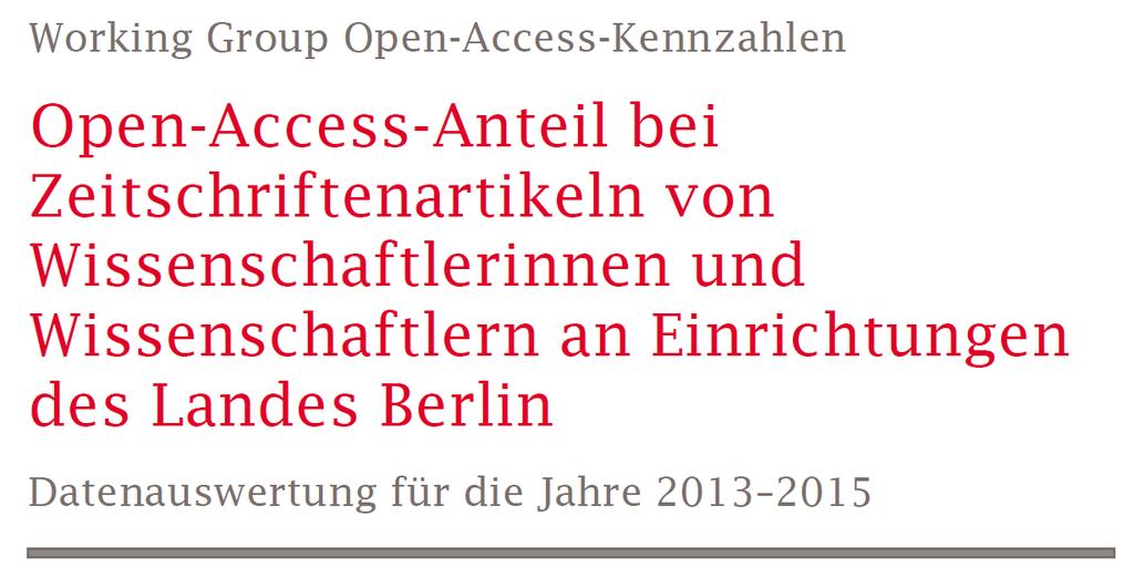 com/tuub/oa-eval ~12% aller Zeitschriften-Publikationen von 9 Berliner Universitäten und Fachhochschulen sind in