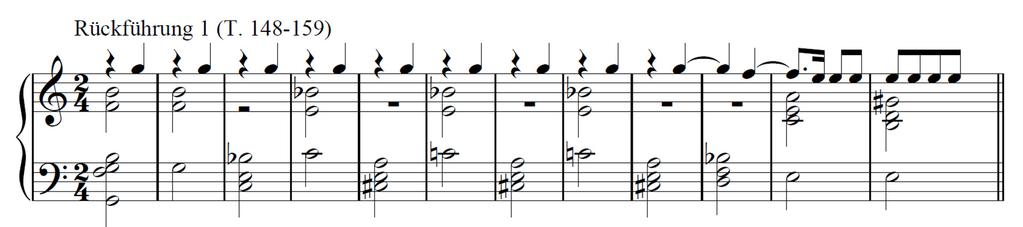 NB 07: Die Rückführungen 148 Die Idee der Rückführung ist ein ausgedehntes kompositorisches Homonym: Ein objektiv gleichbleibender Ton erhält verschiedene harmonische Bedeutungen durch die Einbettung