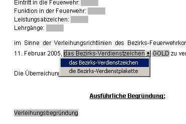 Verleihungsrichtlinien Feuerwehr-Bezirks-Verdienstzeichen Bezirk Perg 8/8 4. Texteingabe der personenbezogenen Daten 5.