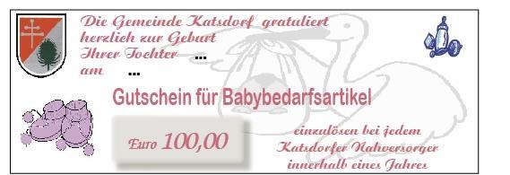 Die Eltern erhalten zur Geburt ihres Kindes sogenannte Babygutscheine im Wert von 100 Euro.