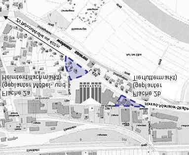 Abb. 45: Übersichtskarte Standort 2: nördliche Kernstadt (Konrad-Adenauer- Straße), Möbel-/ Heimtextilmarkt (2a) und Fläche Tierfuttermarkt (2b) Folglich sind die Standort 2a und 2b für