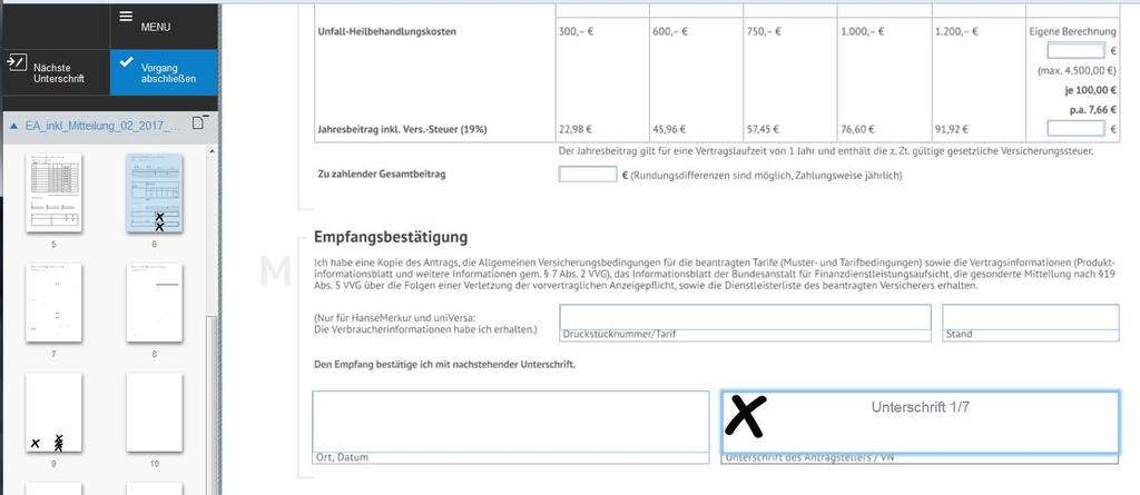 Dokumente unterschreiben Möglichkeiten 1 und 2 Zur sofortigen Unterzeichnung Per Klick