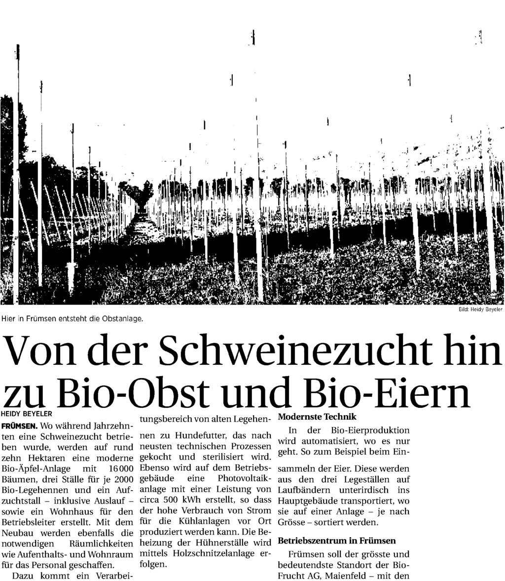Seite: 1 Fläche: 44'817 mm² Bild: Heidy Beyeler Hier in Frümsen entsteht die Obstanlage. Von der Schweinezucht hin zu Bio-Obst und Bio-Eiern HEIDY BEYELER FRÜMSEN.