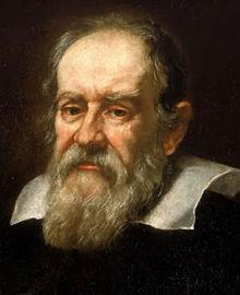 Galileo Galilei entdeckt mit einem Teleskop vier